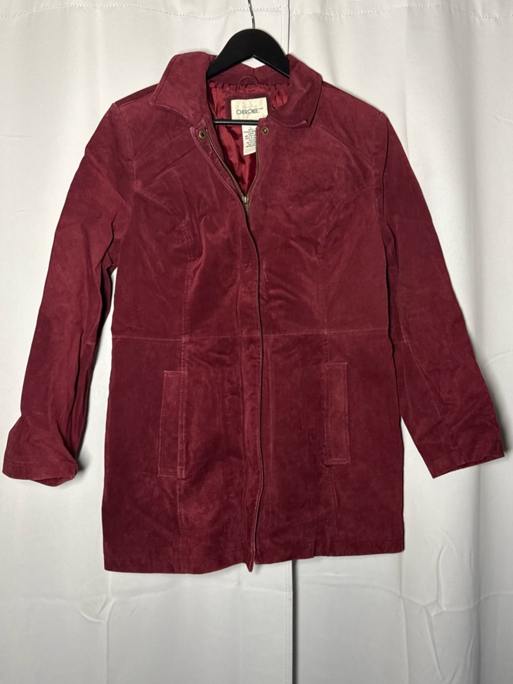 Vintage Cherokee Burgundy / Brick Red Genuine Suede Coat